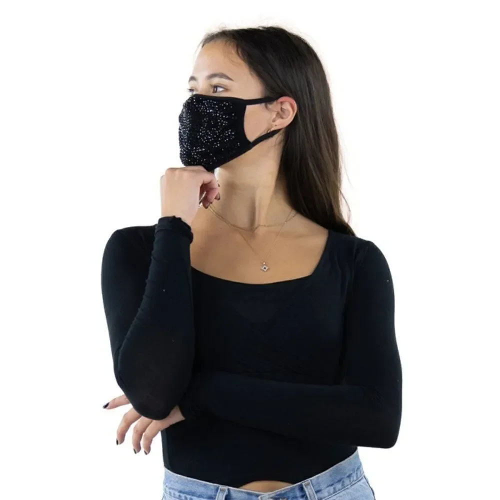 Rhinestone Face Mask In Polyester Material - HOST PICK!!!